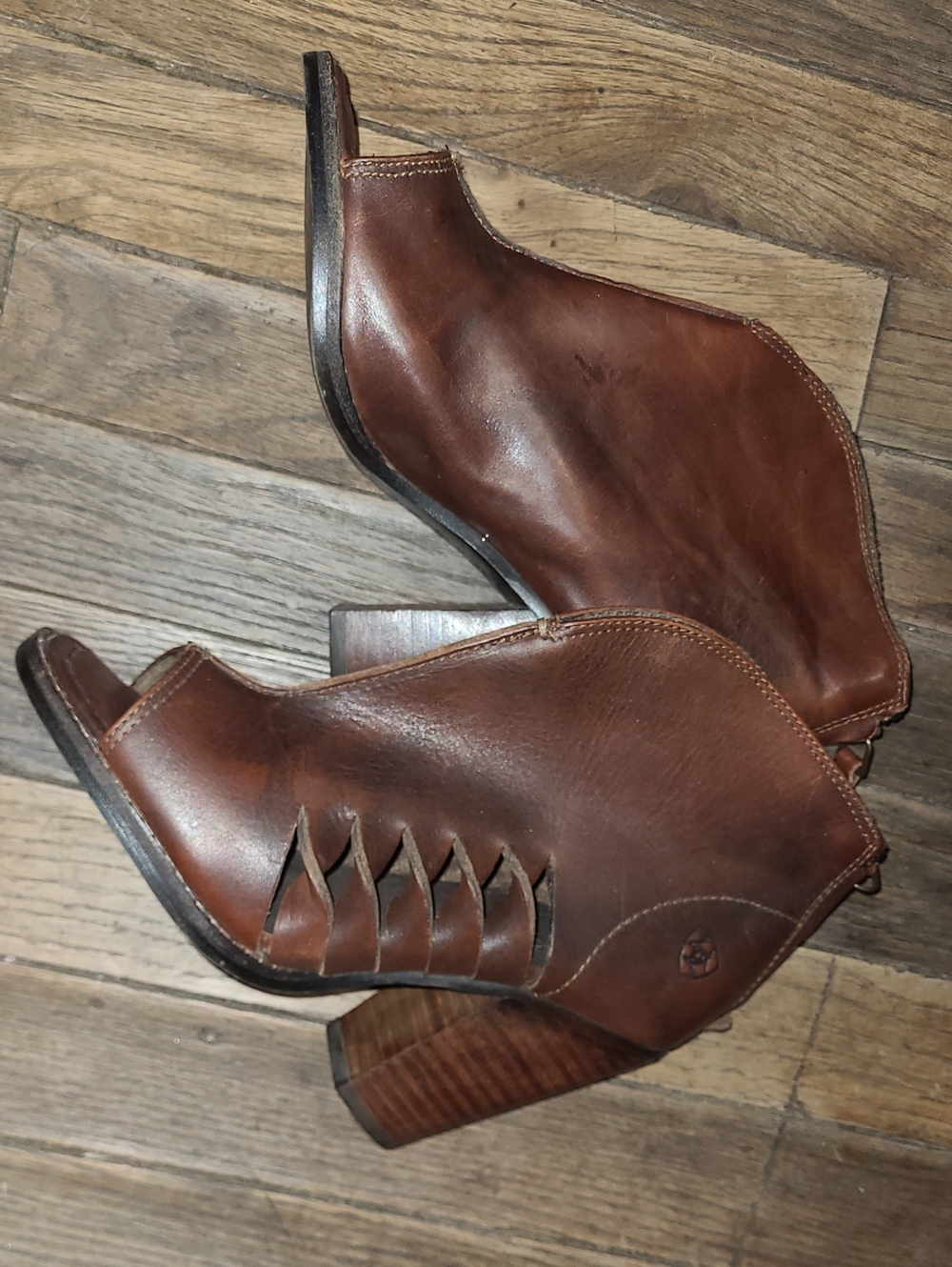 Ariat Brown Leather Cutout Ankle Boots